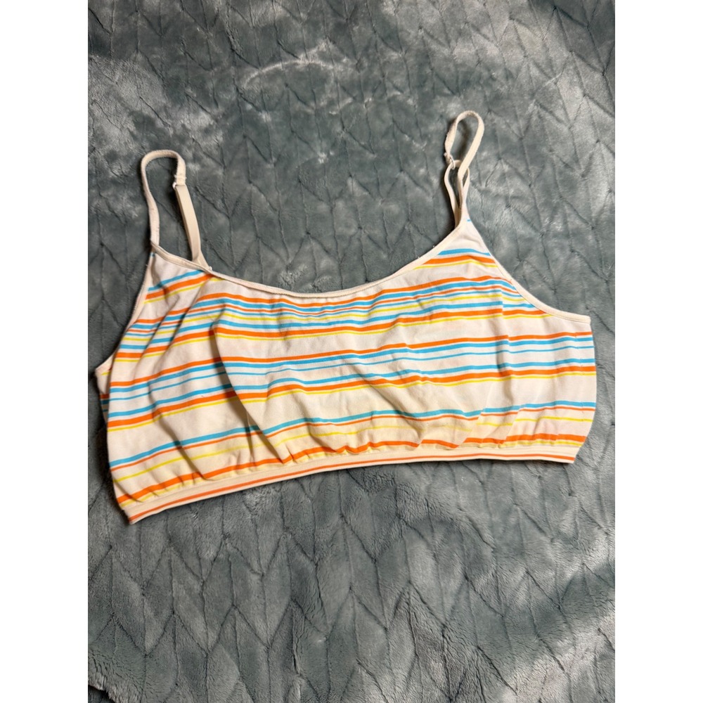 Victoria's Secret Striped Bralette Multi-Color Adjustable Strap Scoop Neck L